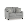 Ashley Blaire Loveseat | Gray Polyester | 2 Accent Pillows | Black Wood | 57"