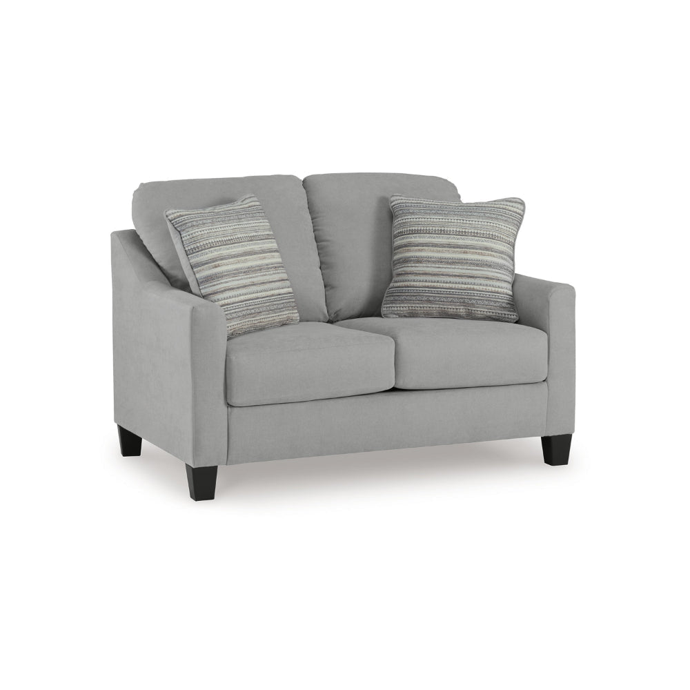 Ashley Blaire Loveseat | Gray Polyester | 2 Accent Pillows | Black Wood | 57"