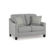 Ashley Blaire Loveseat | Gray Polyester | 2 Accent Pillows | Black Wood | 57"