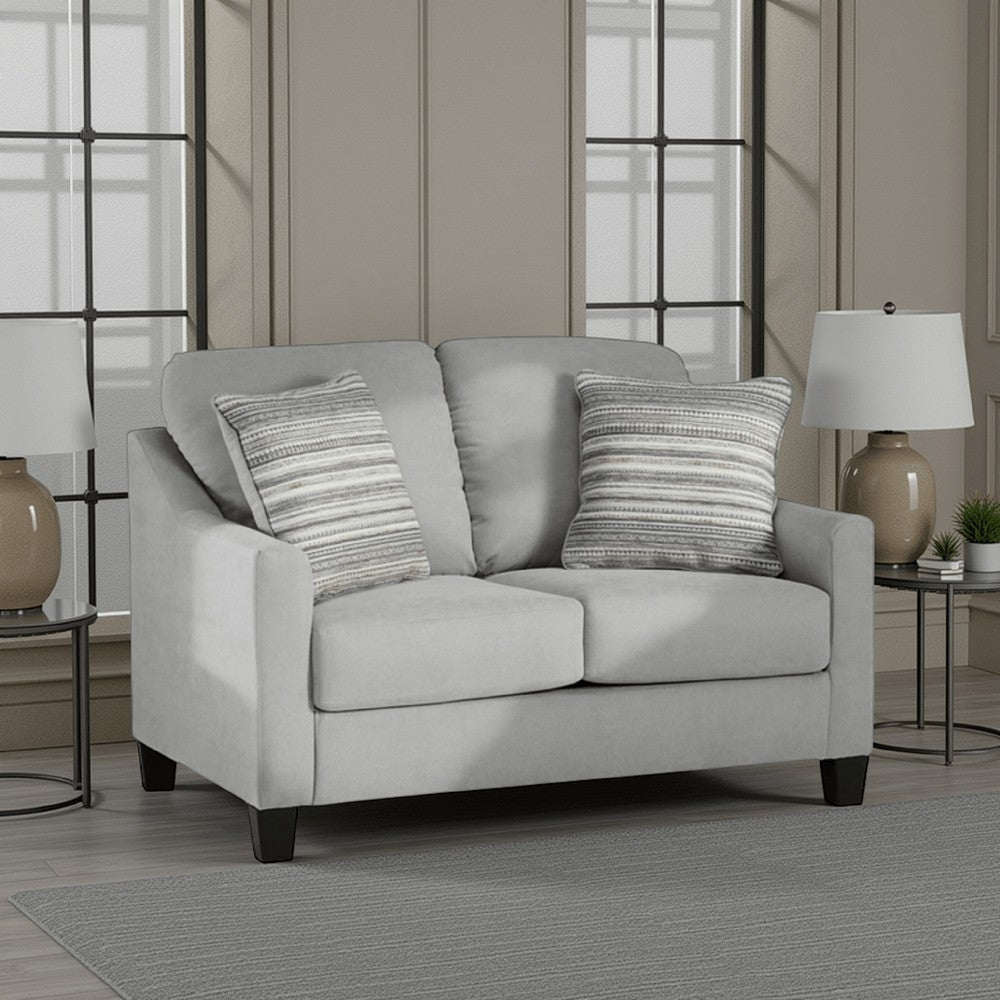 Ashley Blaire Loveseat | Gray Polyester | 2 Accent Pillows | Black Wood | 57"