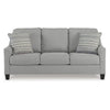 Ashley Blaire Sofa | Gray Polyester | 2 Accent Pillows | Black Wood | 80’’ BM328295