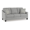 Ashley Blaire Sofa | Gray Polyester | 2 Accent Pillows | Black Wood | 80"