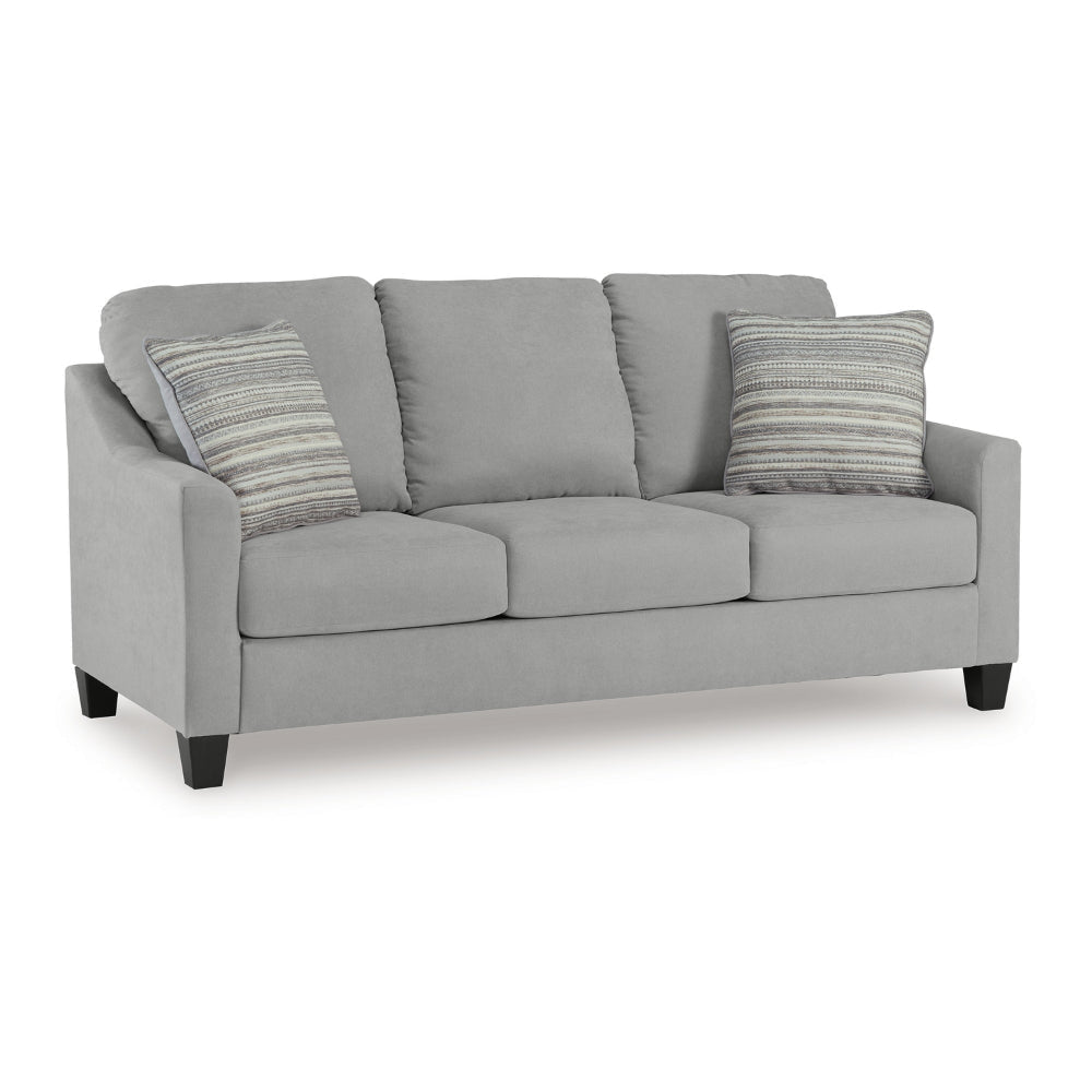 Ashley Blaire Sofa | Gray Polyester | 2 Accent Pillows | Black Wood | 80"