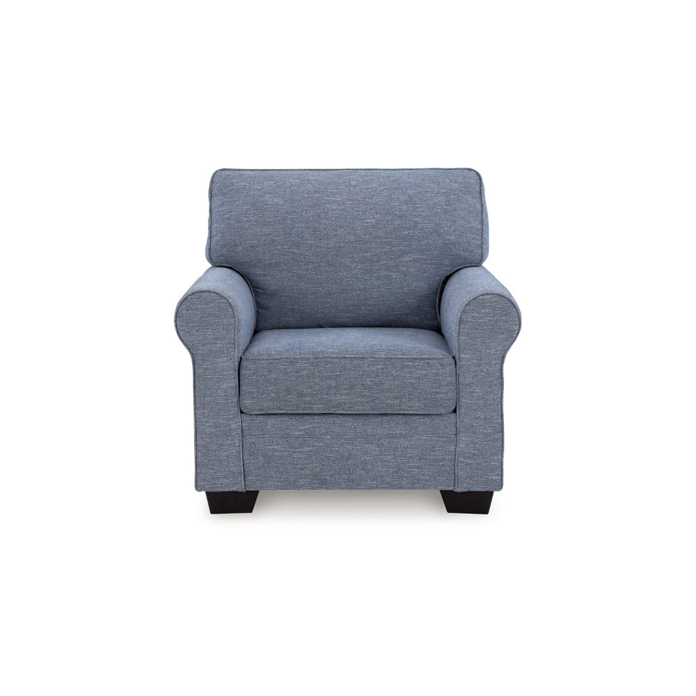 Ashley Sano Chair | Denim Blue Polyester | Soft Cushioning | Black Wood Frame BM328297