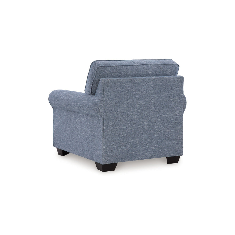 Ashley Sano Chair | Denim Blue Polyester | Soft Cushioning | Black Wood Frame BM328297