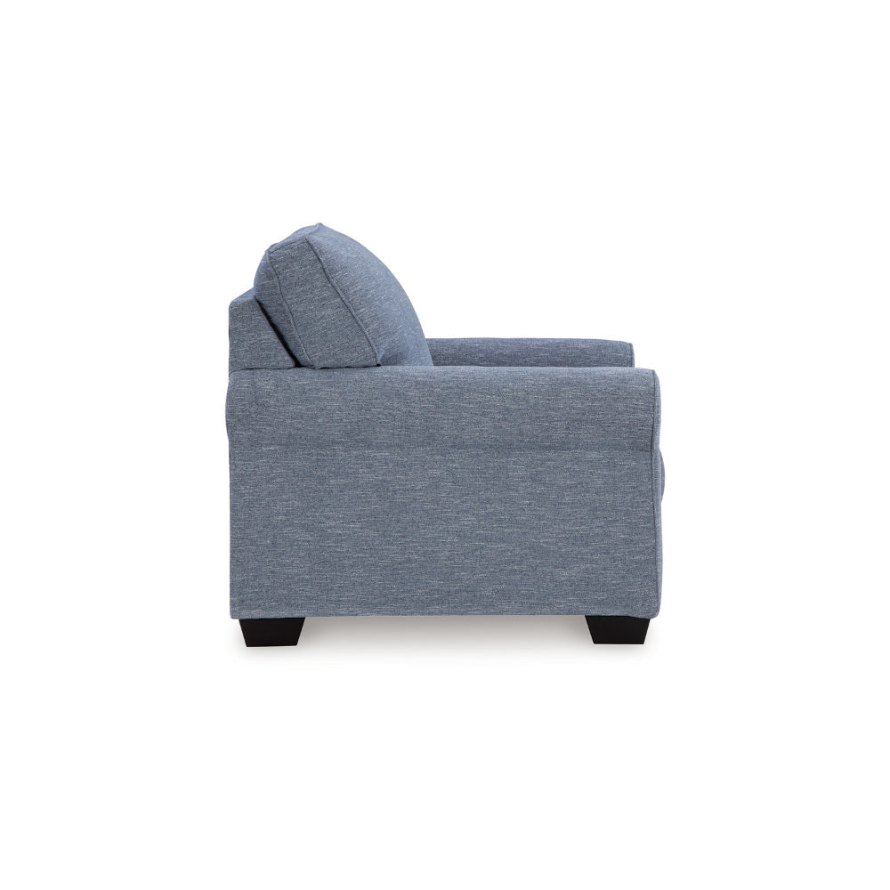 Ashley Sano Chair | Denim Blue Polyester | Soft Cushioning | Black Wood Frame BM328297