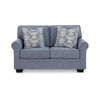 Ashley Sano Loveseat | Denim Blue Polyester | 2 Accent Throw Pillows | 63’’ BM328298