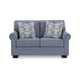 Ashley Sano Loveseat | Denim Blue Polyester | 2 Accent Throw Pillows | 63’’ BM328298