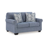 Ashley Sano Loveseat | Denim Blue Polyester | 2 Accent Throw Pillows | 63"
