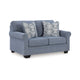 Ashley Sano Loveseat | Denim Blue Polyester | 2 Accent Throw Pillows | 63"