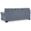 Ashley Sano Sofa | Denim Blue Polyester | 2 Accent Throw Pillows | 88’’ BM328299