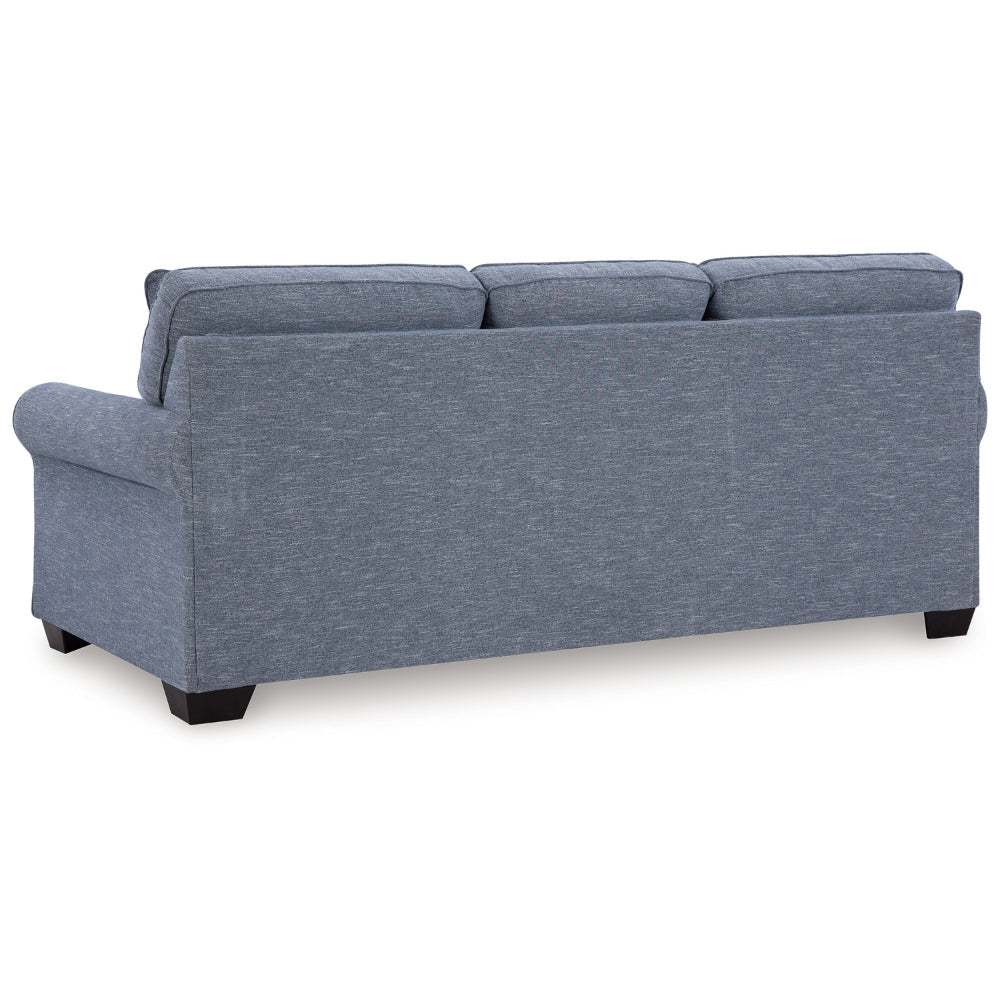 Ashley Sano Sofa | Denim Blue Polyester | 2 Accent Throw Pillows | 88’’ BM328299