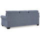 Ashley Sano Sofa | Denim Blue Polyester | 2 Accent Throw Pillows | 88’’ BM328299