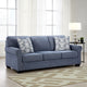 Ashley Sano Sofa | Denim Blue Polyester | 2 Accent Throw Pillows | 88"
