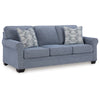 Ashley Sano Sofa | Denim Blue Polyester | 2 Accent Throw Pillows | 88"