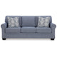 Ashley Sano Queen Sofa Sleeper | Blue Polyester | 2 Accent Pillows | 88’’ BM328300