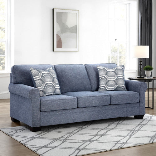 Ashley Sano Queen Sofa Sleeper | Blue Polyester | 2 Accent Pillows | 88"