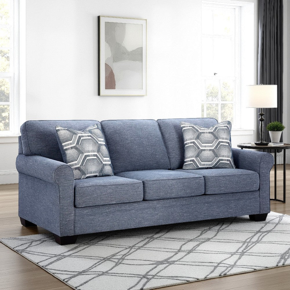 Ashley Sano Queen Sofa Sleeper | Blue Polyester | 2 Accent Pillows | 88"