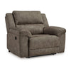 Ashley Larson Manual Recliner Oversize Chair | Brown Faux Leather Pillow Arms BM328303