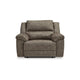 Ashley Larson Manual Recliner Oversize Chair | Brown Faux Leather Pillow Arms BM328303