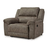 Ashley Larson Manual Recliner Oversize Chair | Brown Faux Leather Pillow Arms BM328303
