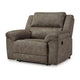 Ashley Larson Manual Recliner Oversize Chair | Brown Faux Leather Pillow Arms BM328303
