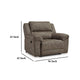 Ashley Larson Manual Recliner Oversize Chair | Brown Faux Leather Pillow Arms BM328303
