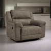 Ashley Larson Manual Recliner Oversize Chair | Brown Faux Leather Pillow Arms