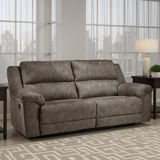 Ashley Larson Manual Reclining Oversize Sofa | Brown Faux Leather | 92"