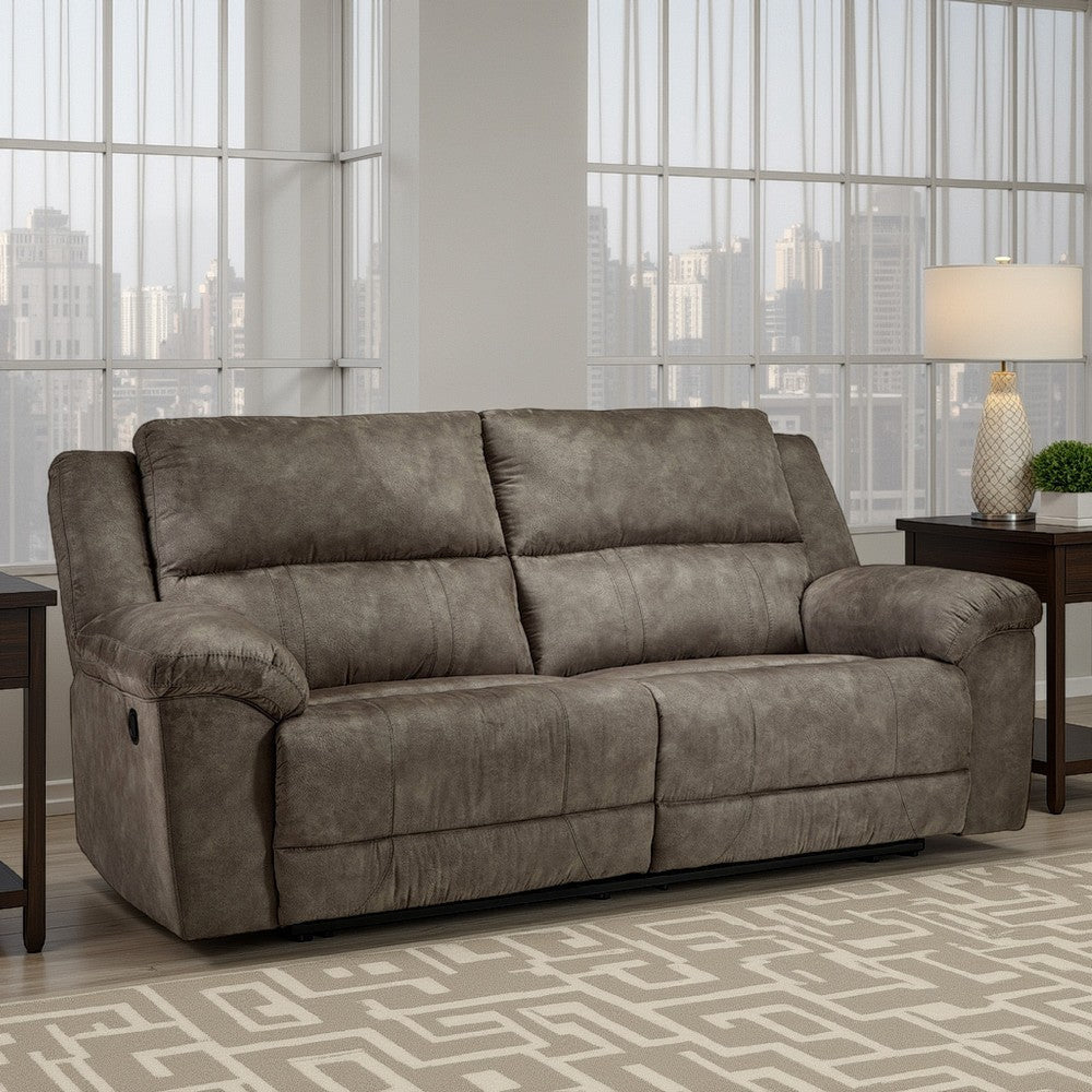 Ashley Larson Manual Reclining Oversize Sofa | Brown Faux Leather | 92"