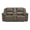 Ashley Larson Manual Double Recliner Oversize Loveseat | Brown Faux Leather BM328305