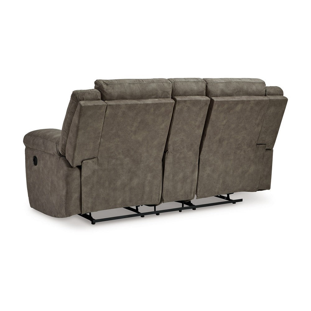 Ashley Larson Manual Double Recliner Oversize Loveseat | Brown Faux Leather BM328305