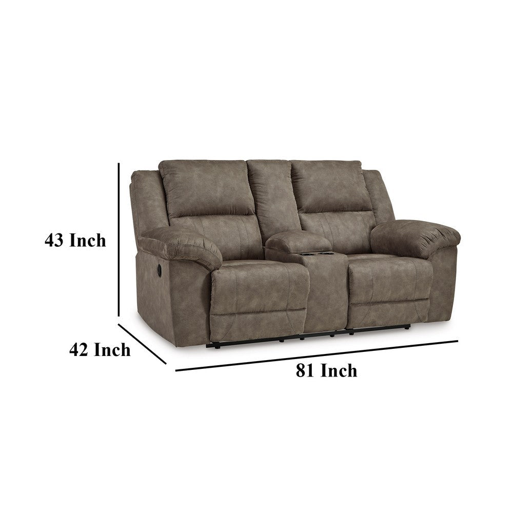 Ashley Larson Manual Double Recliner Oversize Loveseat | Brown Faux Leather BM328305
