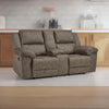 Ashley Larson Manual Double Recliner Oversize Loveseat | Brown Faux Leather