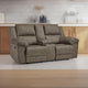 Ashley Larson Manual Double Recliner Oversize Loveseat | Brown Faux Leather