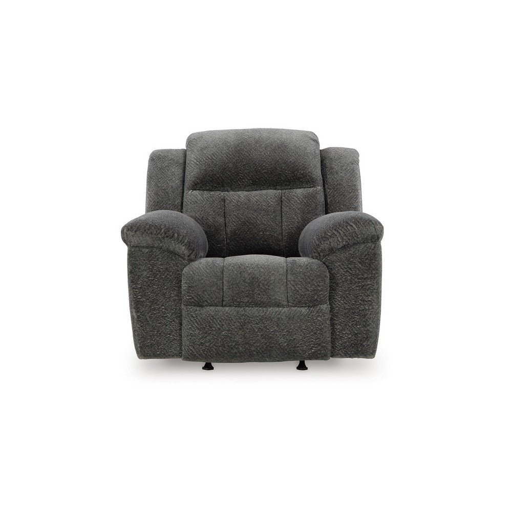 Ashley Briar Manual Rocker Recliner Chair | Dark Gray Polyester | Pillow Arms BM328309