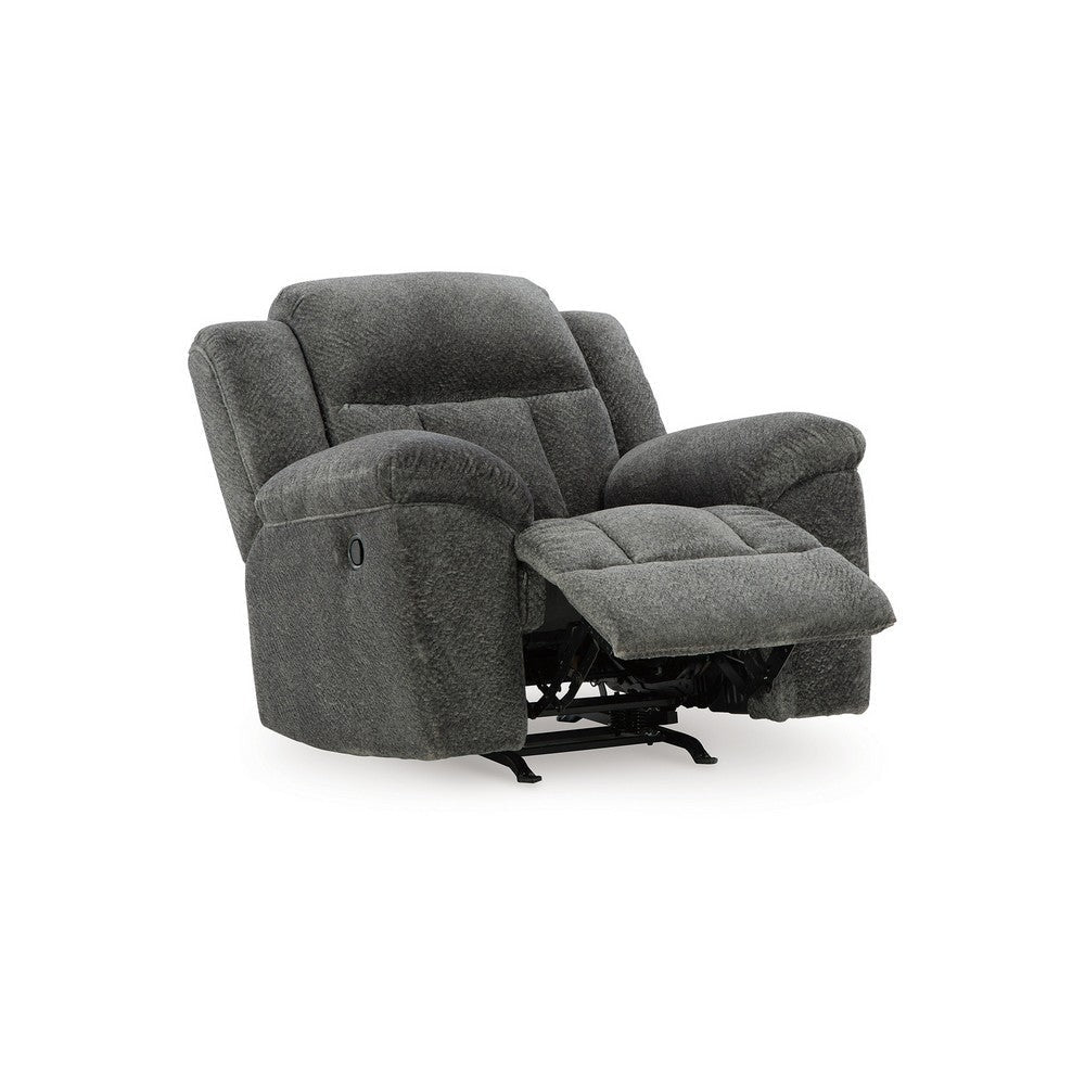 Ashley Briar Manual Rocker Recliner Chair | Dark Gray Polyester | Pillow Arms BM328309