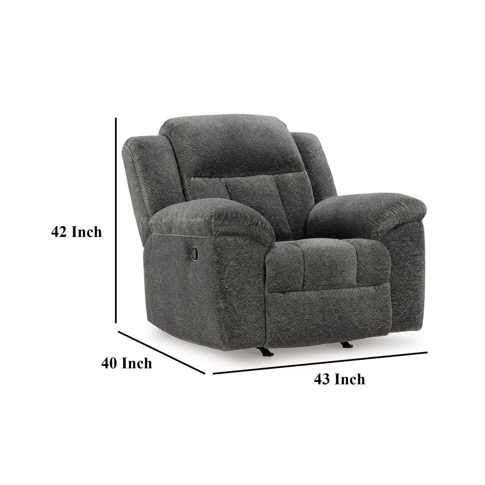 Ashley Briar Manual Rocker Recliner Chair | Dark Gray Polyester | Pillow Arms BM328309