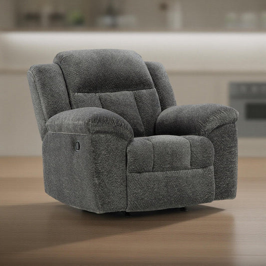Ashley Briar Manual Rocker Recliner Chair | Dark Gray Polyester | Pillow Arms