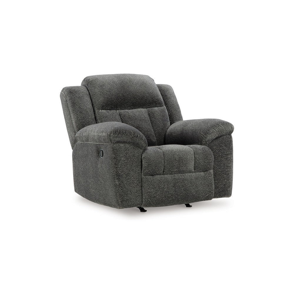 Ashley Briar Manual Rocker Recliner Chair | Dark Gray Polyester | Pillow Arms BM328309