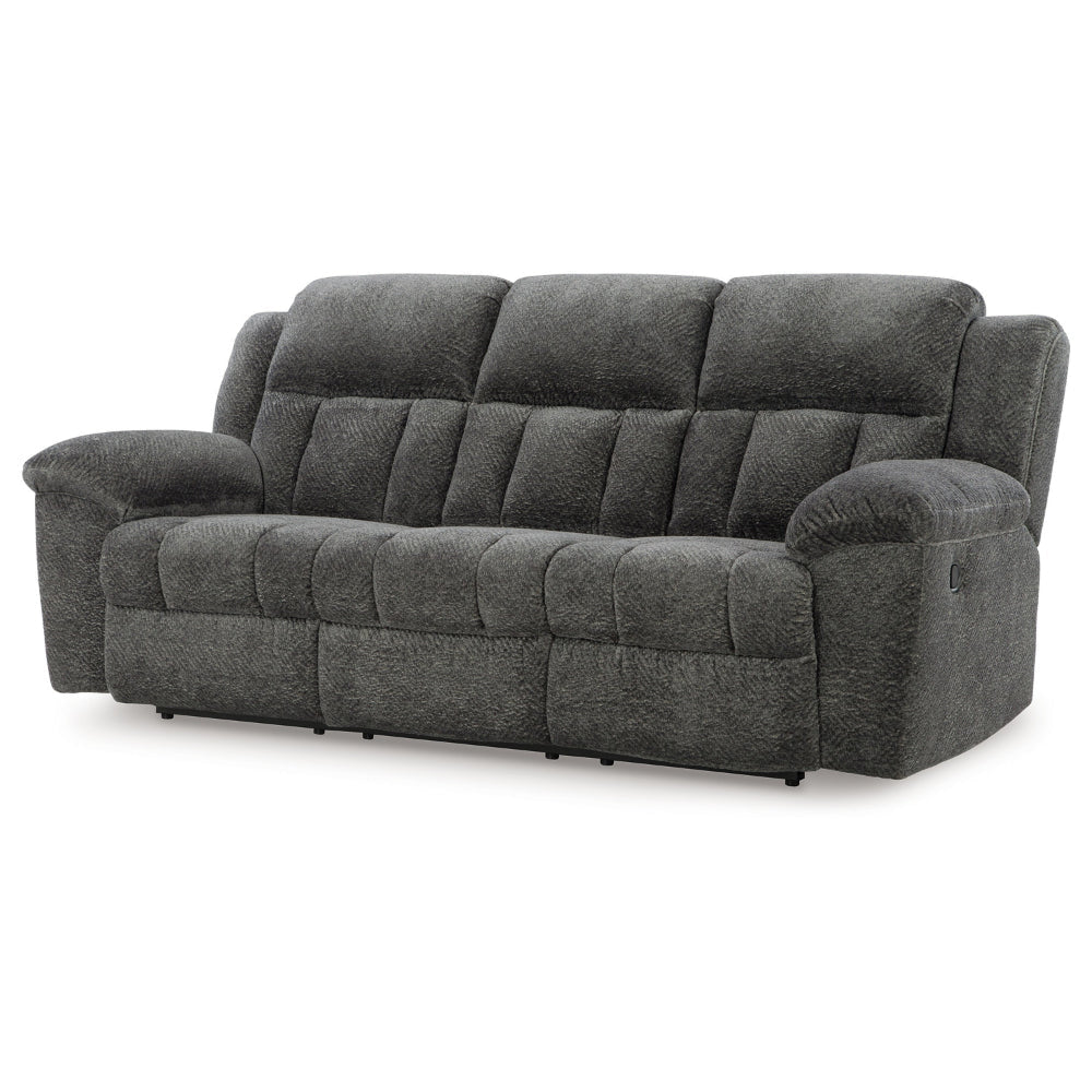 Ashley Briar Manual Reclining Sofa Dark Gray Polyester | Metal Frame | 91’’ BM328310