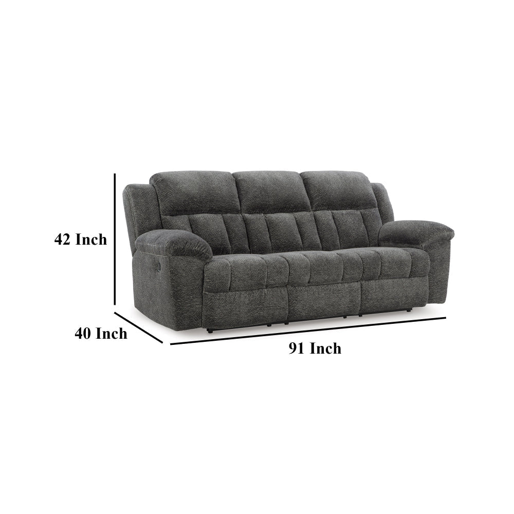 Ashley Briar Manual Reclining Sofa Dark Gray Polyester | Metal Frame | 91’’ BM328310