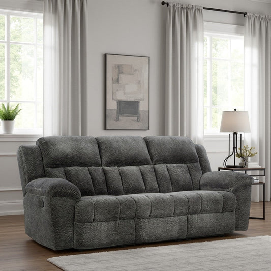 Ashley Briar Manual Reclining Sofa Dark Gray Polyester | Metal Frame | 91"