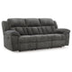 Ashley Briar Manual Reclining Sofa Dark Gray Polyester | Metal Frame | 91"