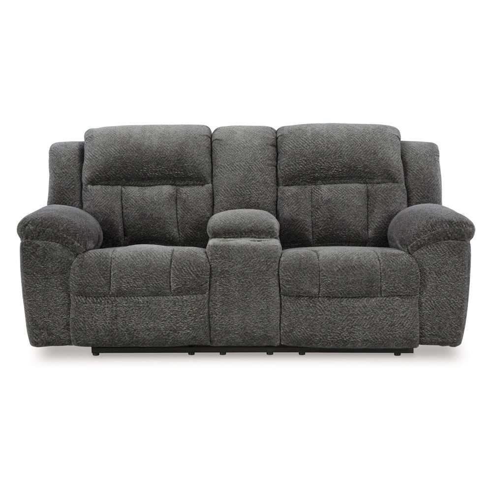 Ashley Briar Manual Double Reclining Loveseat | Dark Gray Polyester | 80’’ BM328311
