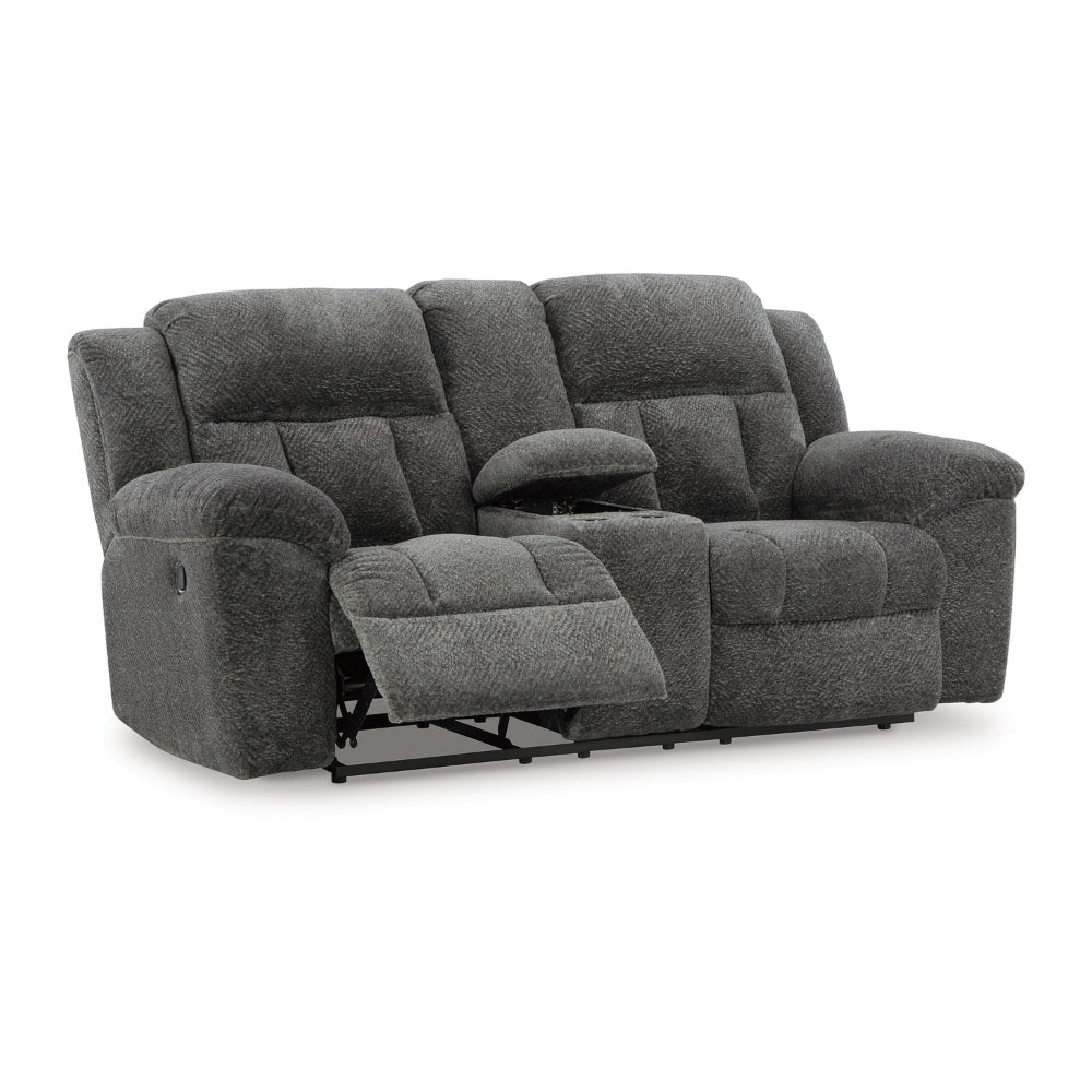 Ashley Briar Manual Double Reclining Loveseat | Dark Gray Polyester | 80’’ BM328311