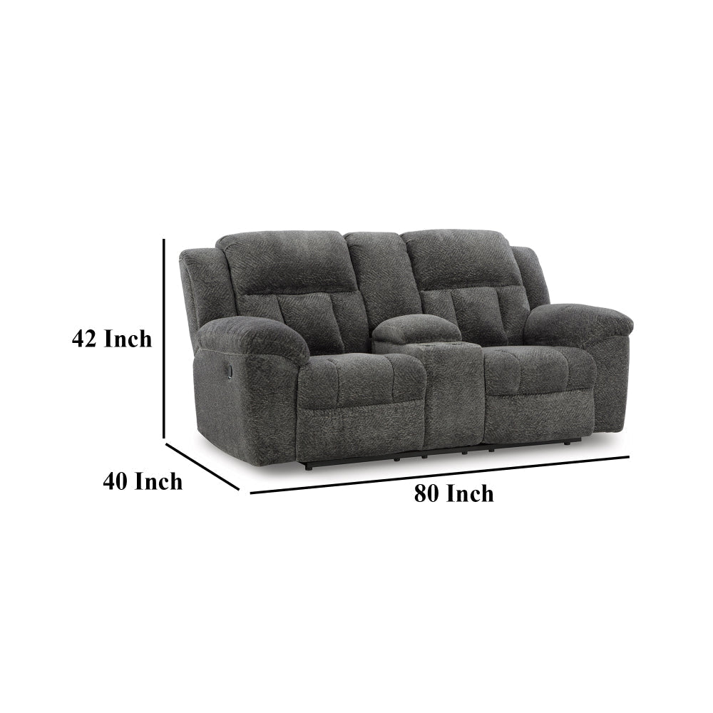 Ashley Briar Manual Double Reclining Loveseat | Dark Gray Polyester | 80’’ BM328311