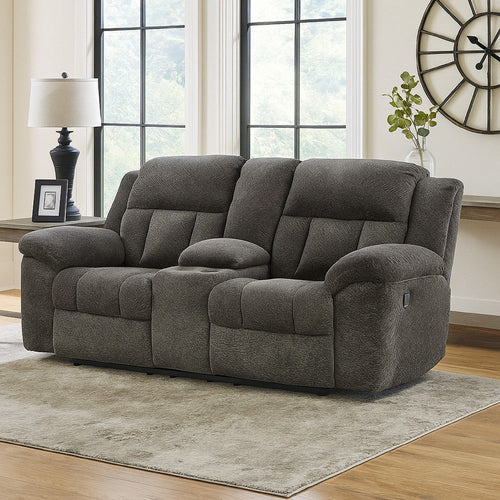 Ashley Briar Manual Double Reclining Loveseat | Dark Gray Polyester | 80"