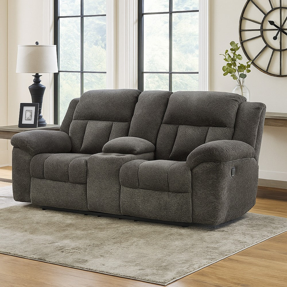 Ashley Briar Manual Double Reclining Loveseat | Dark Gray Polyester | 80"