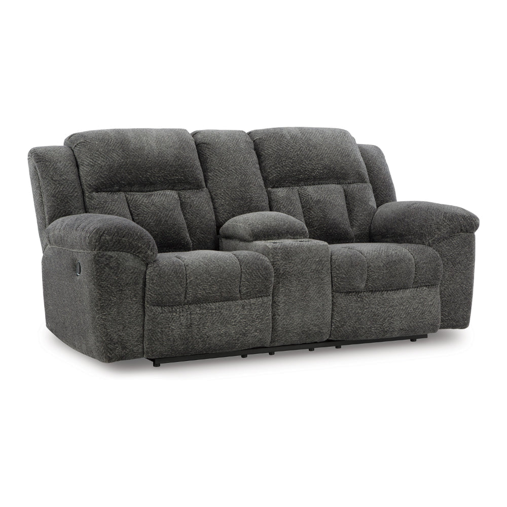 Ashley Briar Manual Double Reclining Loveseat | Dark Gray Polyester | 80"